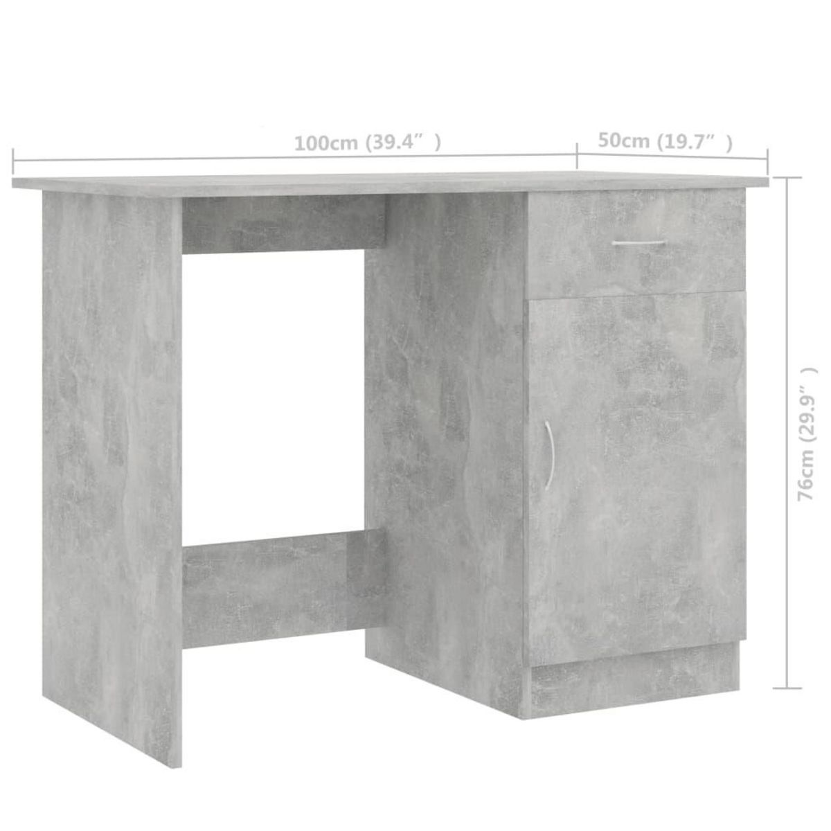 VIDAXL Bureau Gris beton 100x50x76 cm Bois d'ingenierie