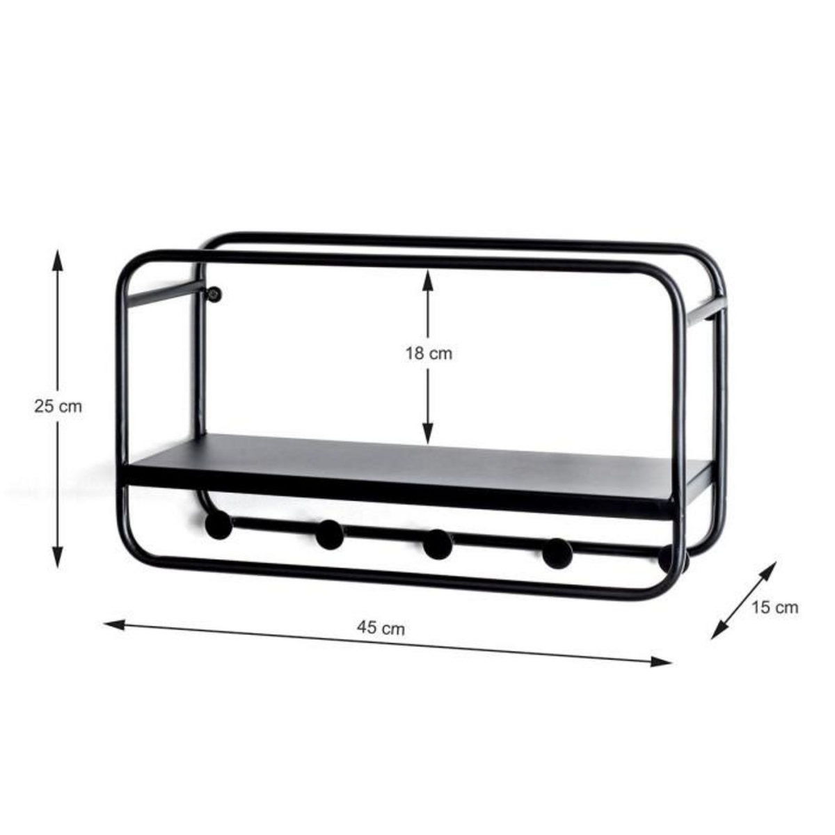 Paris Prix Patère Murale 4 Crochets  Victoire  45cm Noir