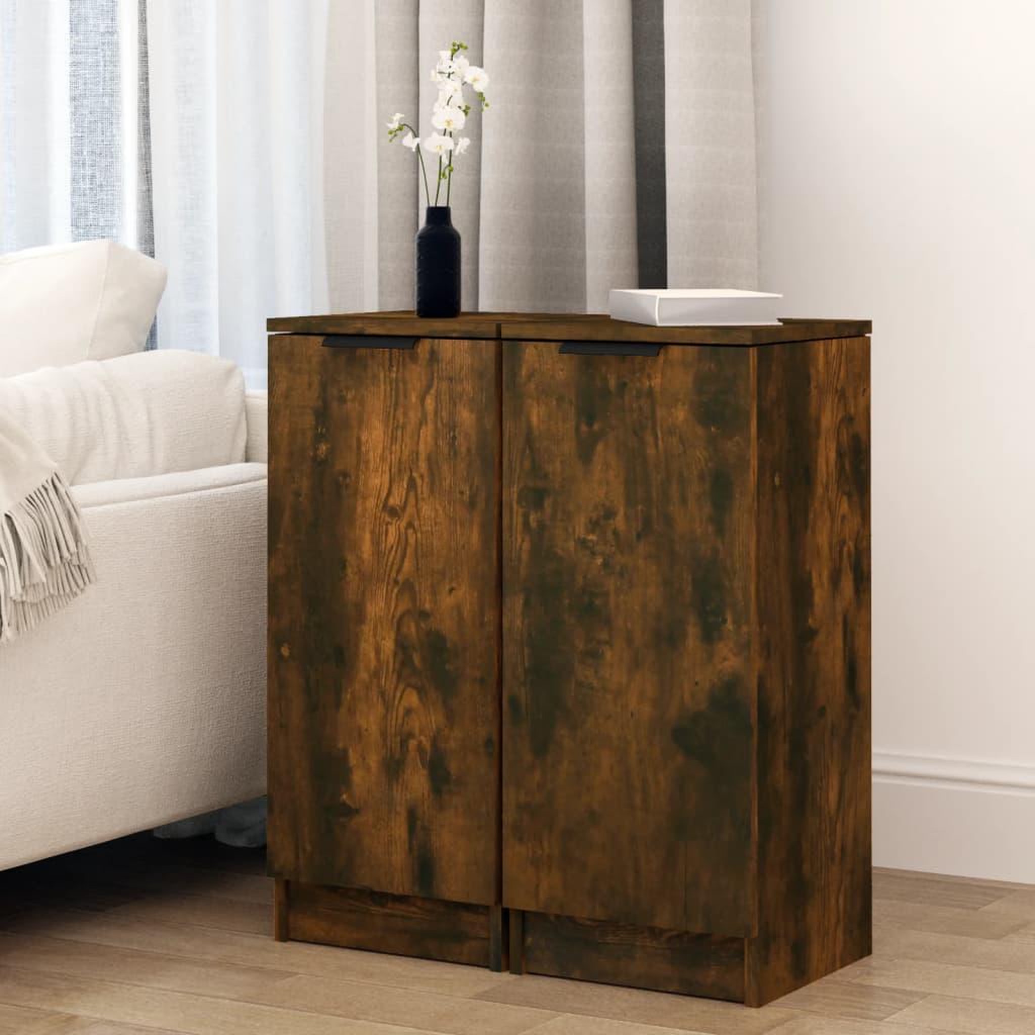 VIDAXL Buffets 2 pcs Chene fume 30x30x70 cm Bois d'ingenierie