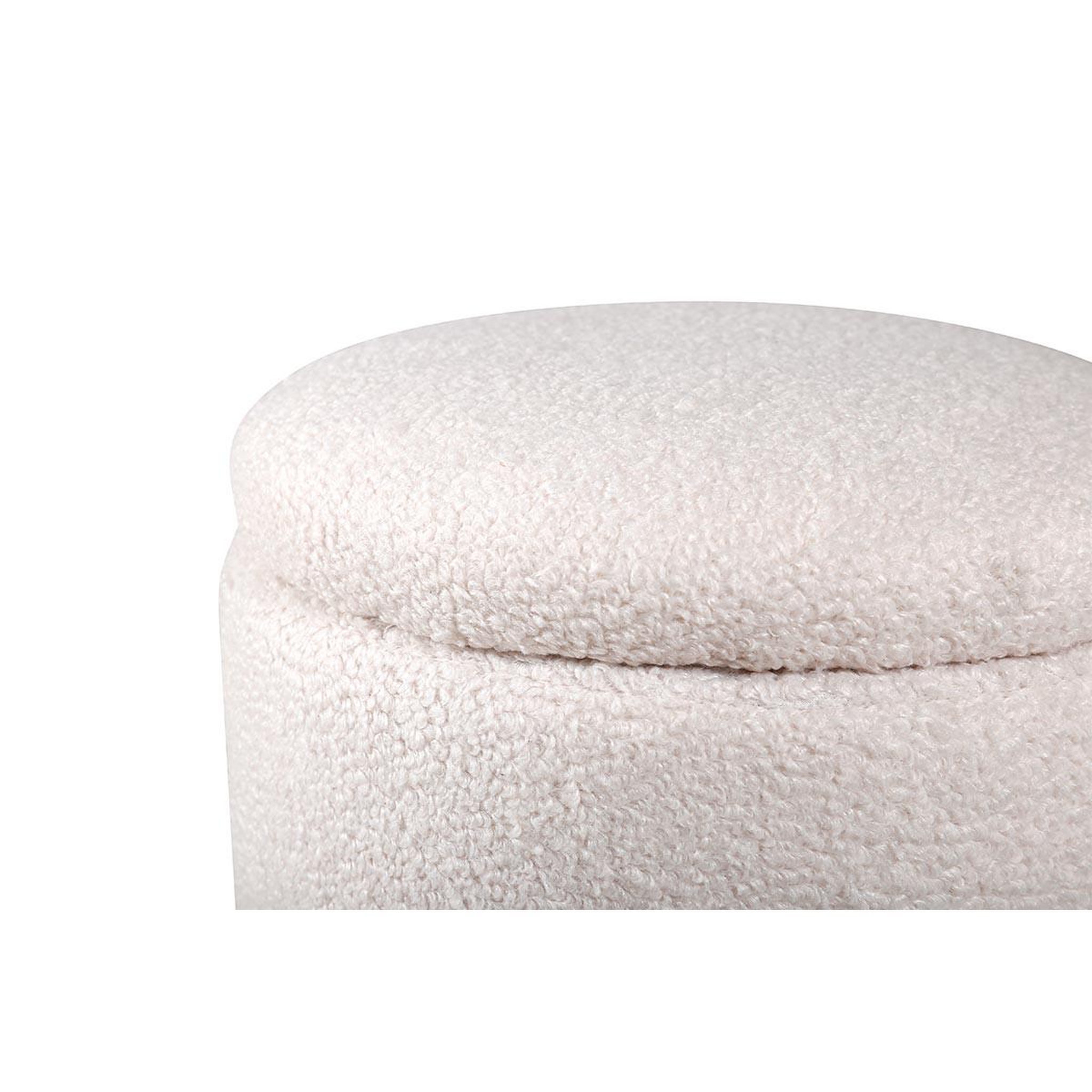 Voir la diapositive 4 : Paris Prix Pouf coffre tissu bouclette  limpen  40cm blanc