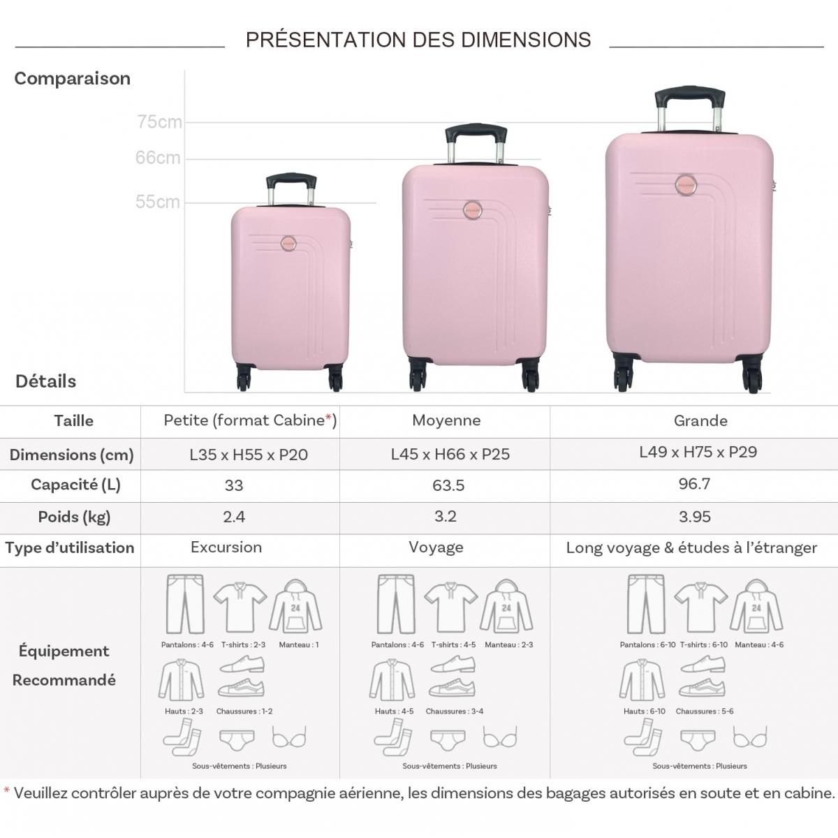 David Jones Lot 3 valises rigides dont 1 valise cabine