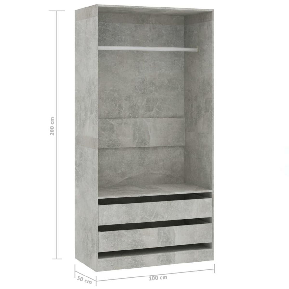 VIDAXL Garde-robe Gris beton 100x50x200 cm Bois d'ingenierie