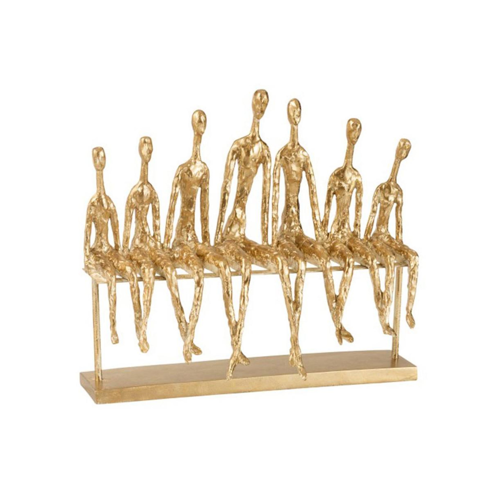 J-LINE Statuette déco  7 personnes sur banc  39cm or