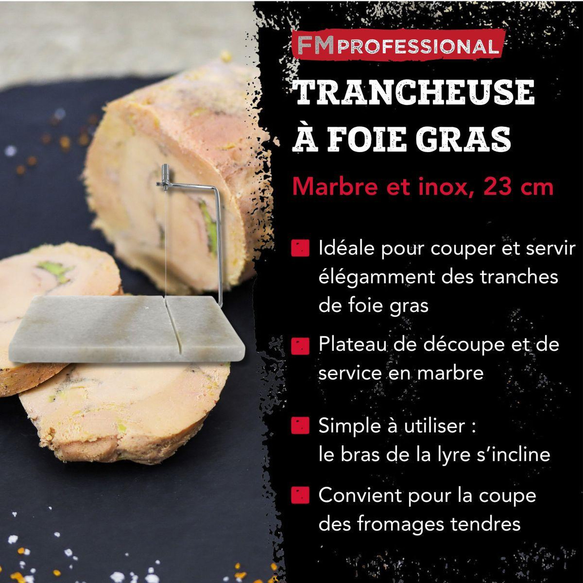 Voir la diapositive 3 : FM PROFESSIONAL Coupe et présentation foie gras en marbre 23 x 15 cm fm professional