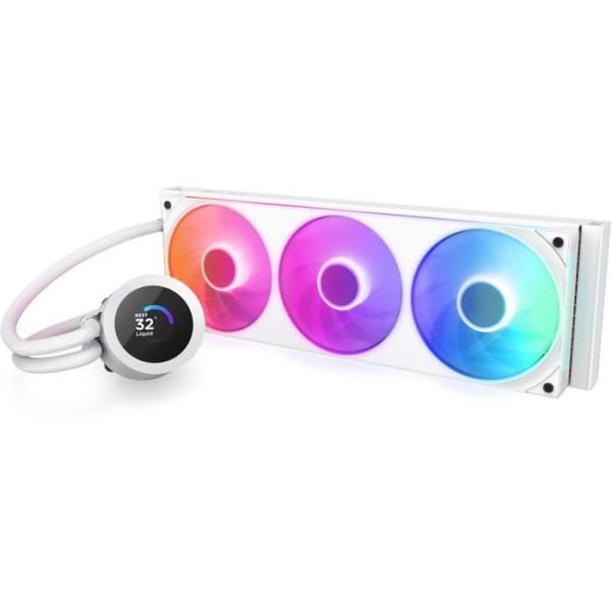 Voir la diapositive 4 : NZXT Watercooling - nzxt - rl-kr360-w2 - kraken plus 360 rgb - écran carré 1.54 personnalisable et ventilateurs rgb - blanc