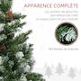 Voir la diapositive 5 : HOMCOM Sapin de Noël artificiel lumineux LED x 250 blanc chaud 30 pommes de pin H. 180 cm 703 branches vert effet neige