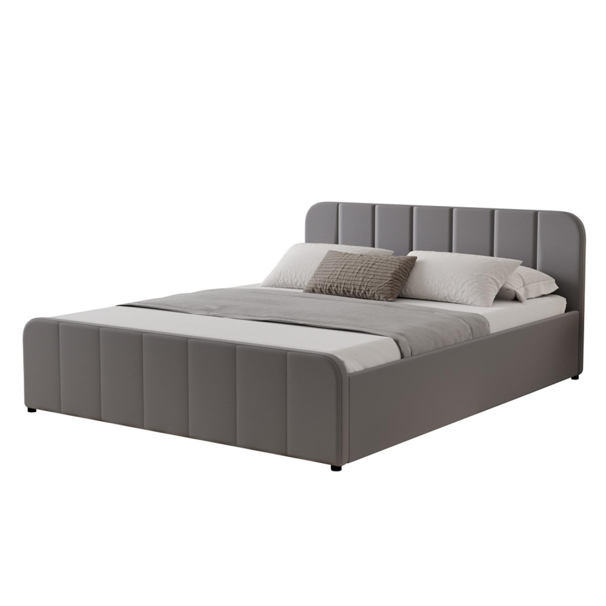 Voir la diapositive 6 : CONCEPT USINE Lit coffre 160x200cm en velours gris tampa