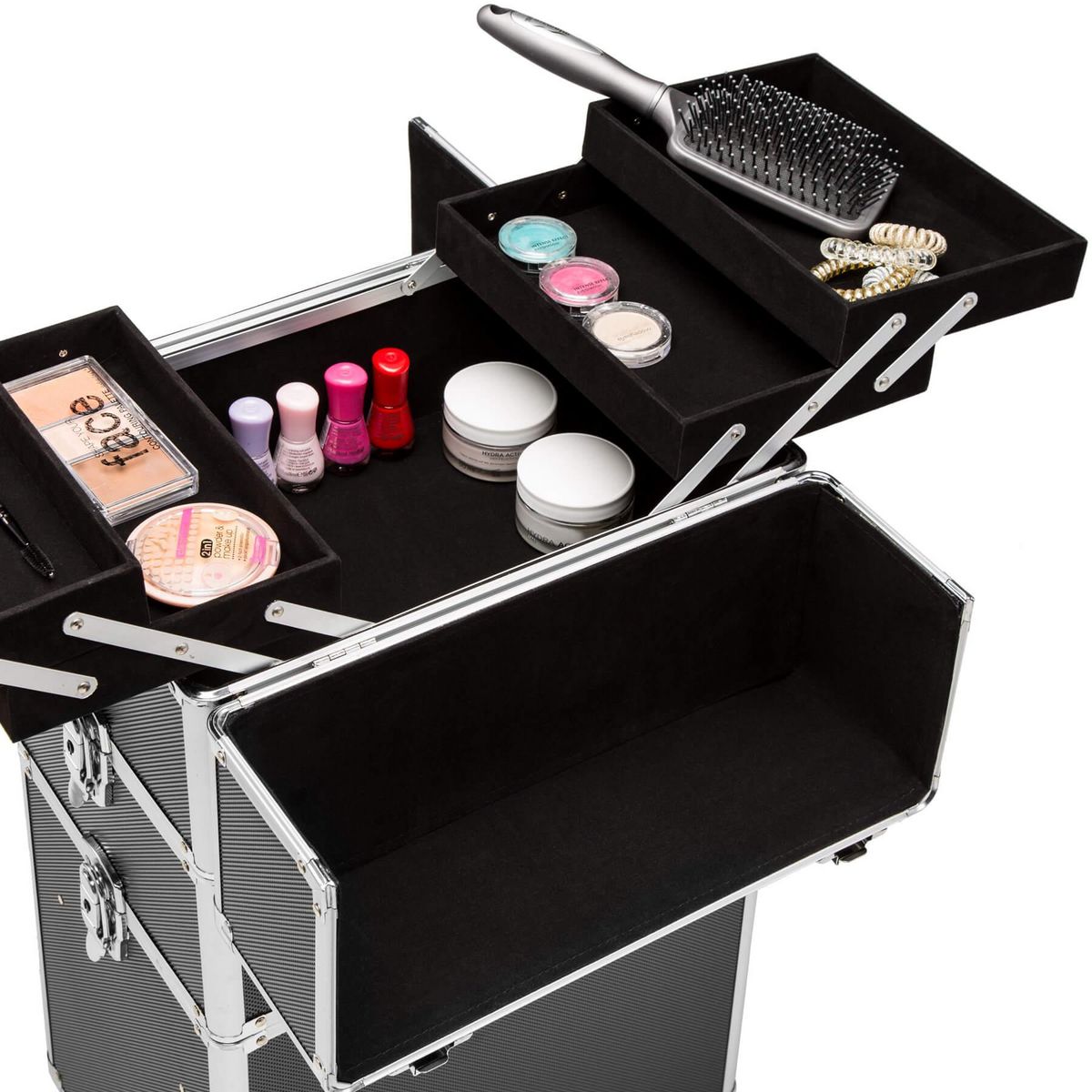 tectake Vanity de maquillage 3-en-1 avec revêtement intérieur en velours noir