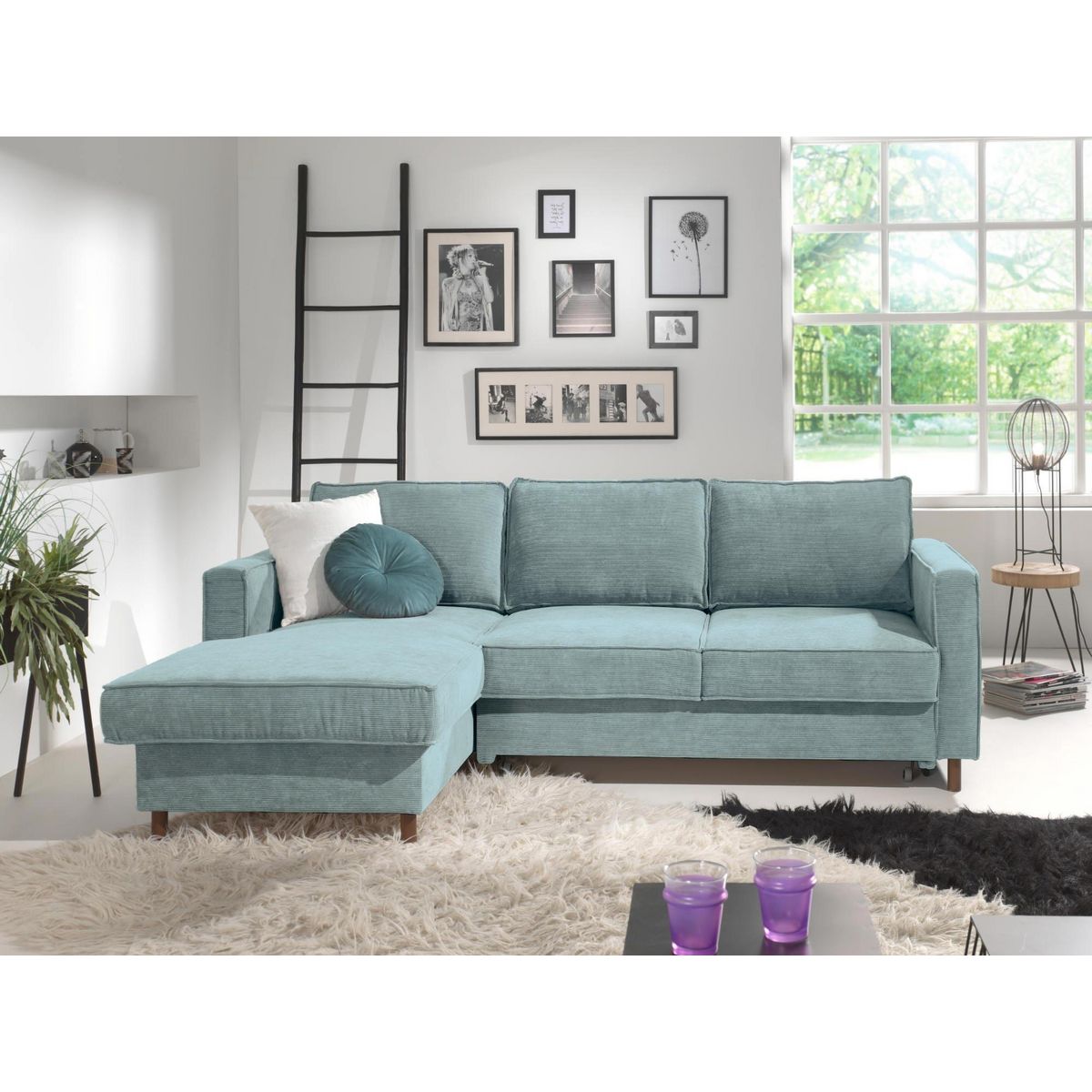 LISA DESIGN Jake - canapé d'angle gauche - convertible avec coffre - 4 places - en velours côtelé