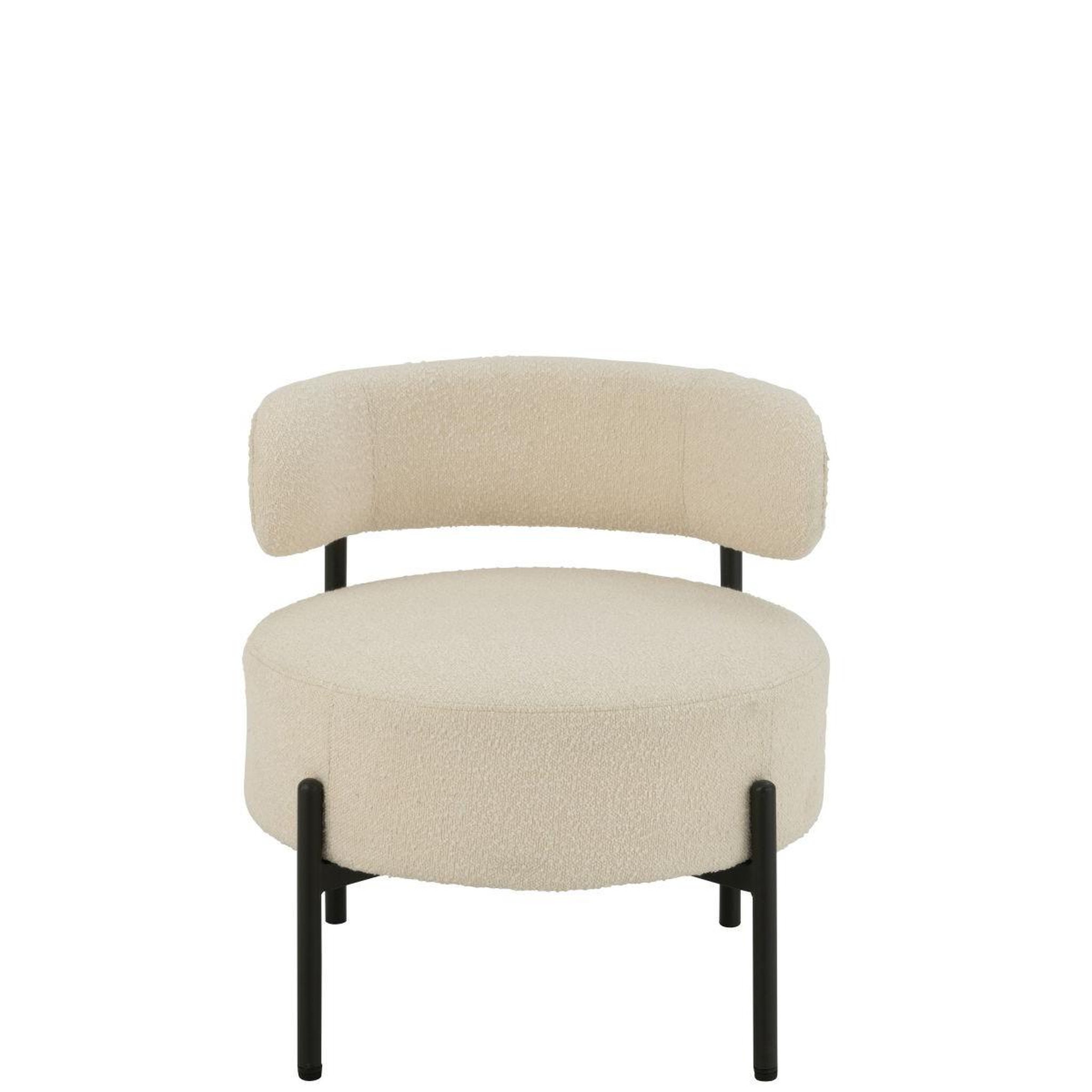 Voir la diapositive 2 : J-LINE Fauteuil lounge en tissu bouclé  aldo  67cm blanc