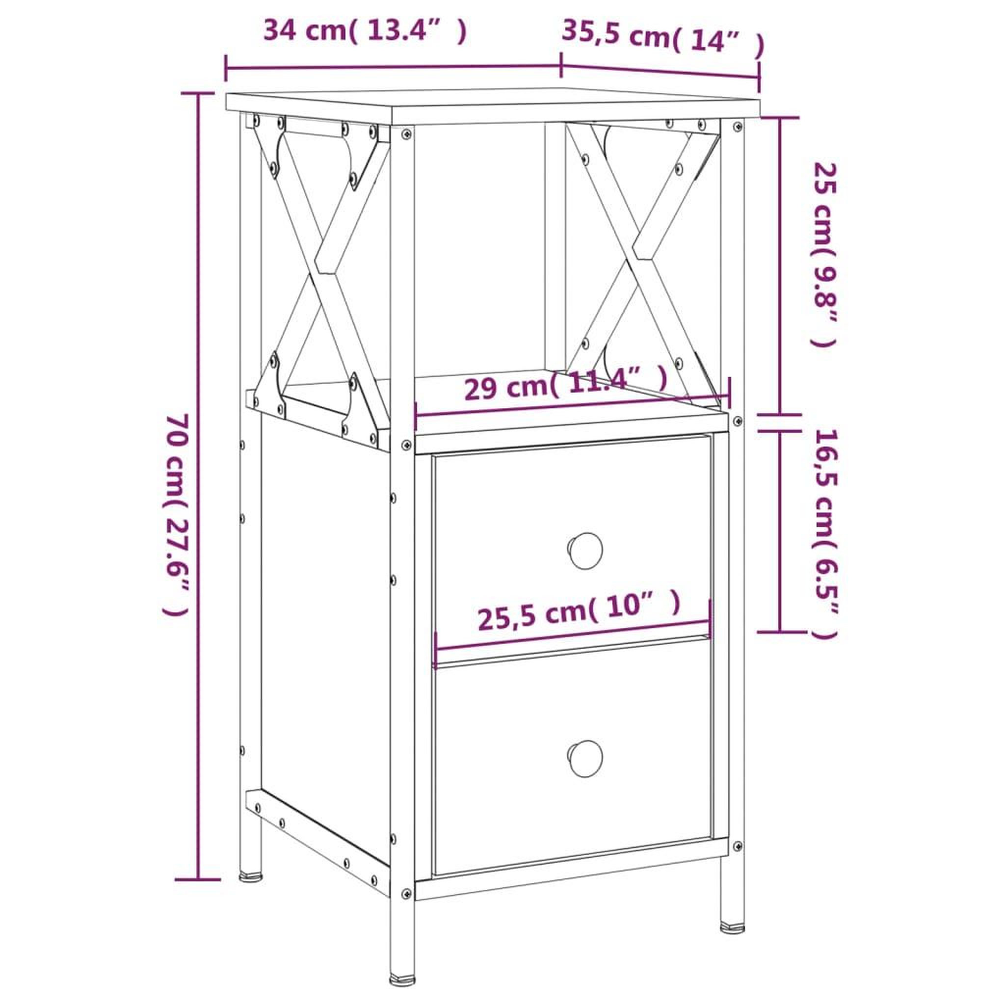 Voir la diapositive 6 : VIDAXL Table de chevet chene sonoma 34x35,5x70 cm bois d'ingenierie