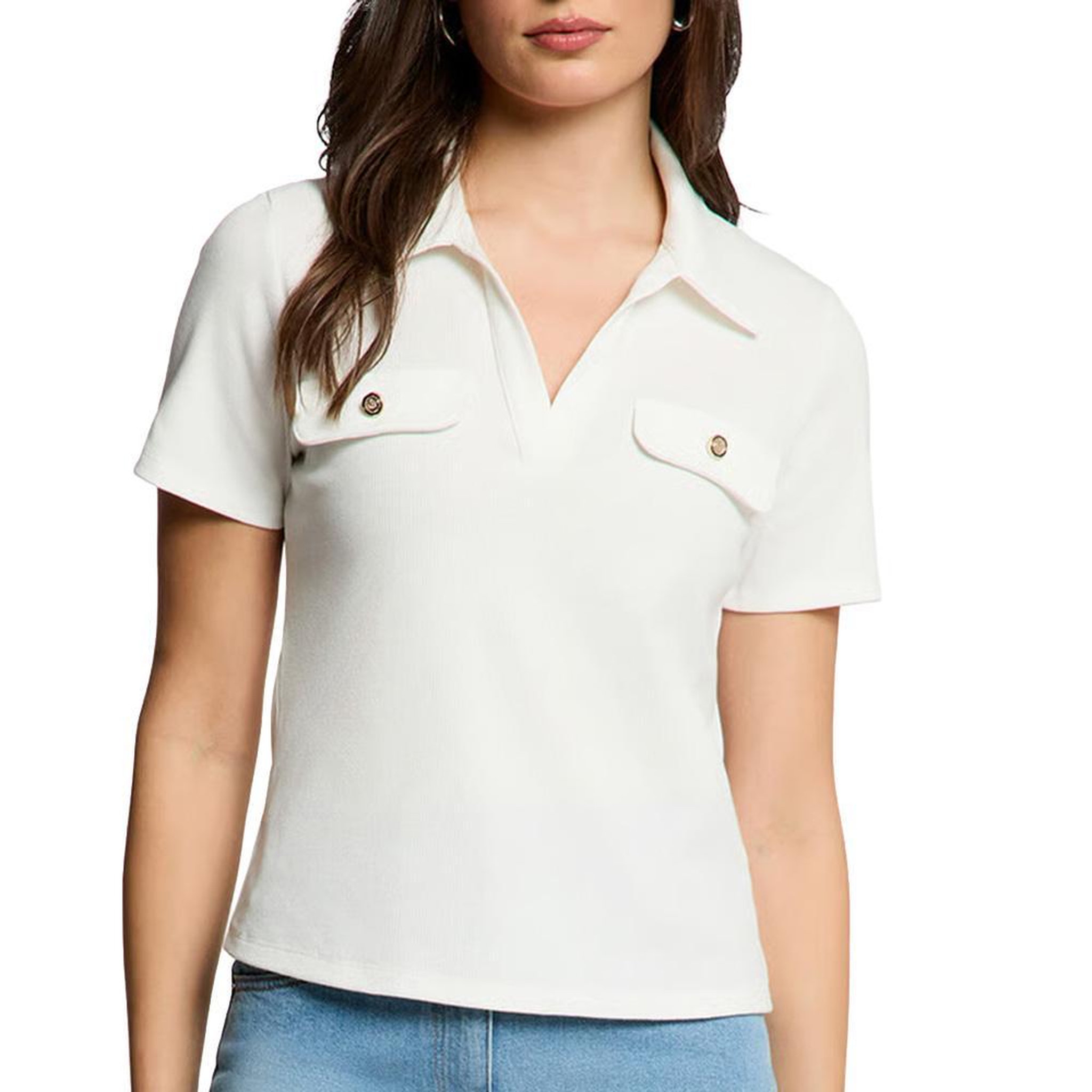 Voir la diapositive 1 : MORGAN Polo Blanc Femme Morgan DROSSO