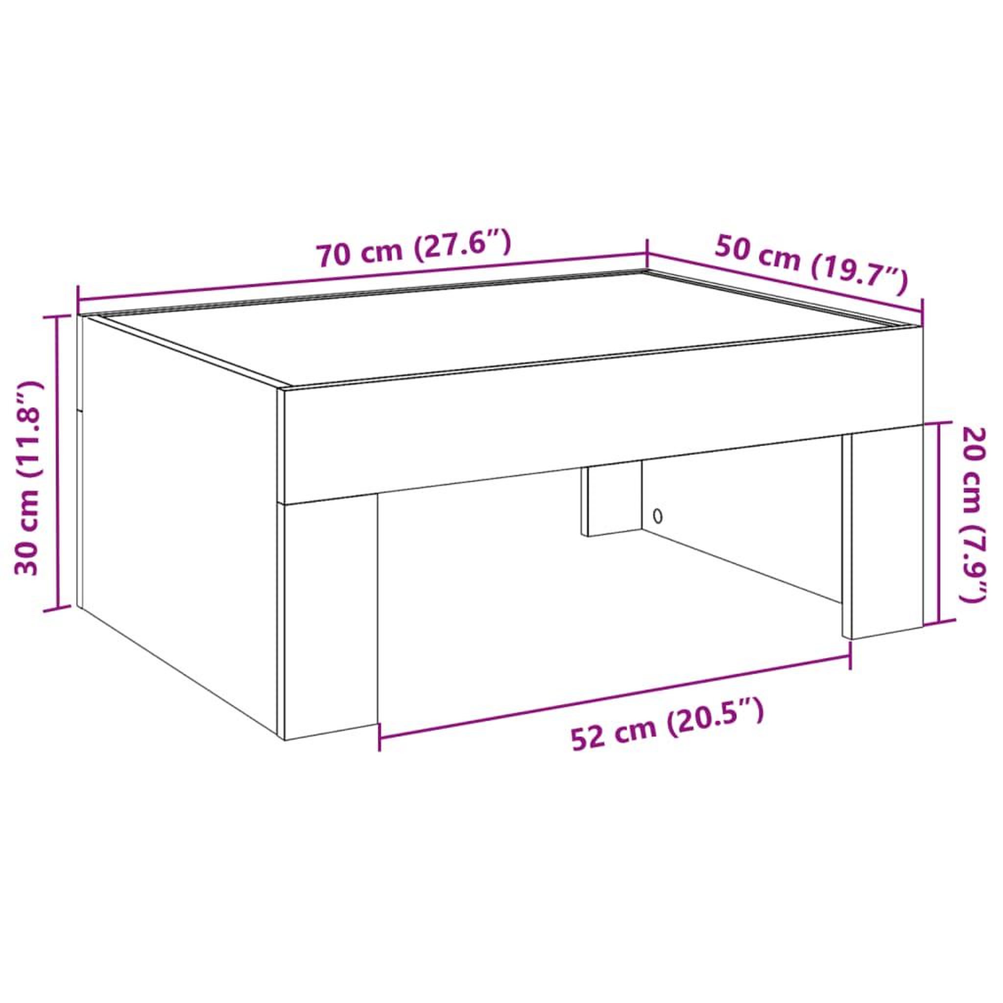 Voir la diapositive 6 : VIDAXL Table basse avec LED infini chene marron 70x50x30 cm