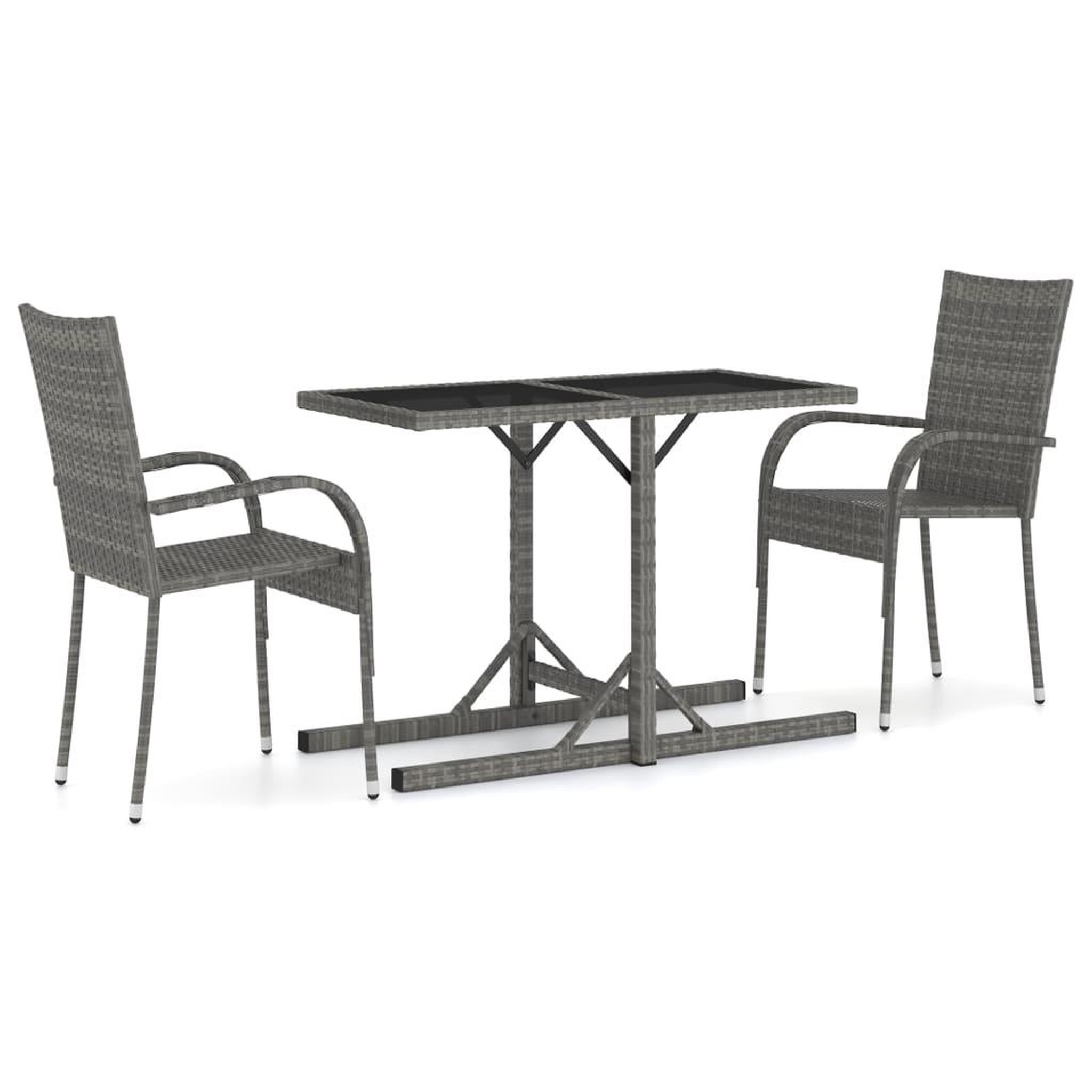 VIDAXL Ensemble a manger de jardin 3 pcs gris