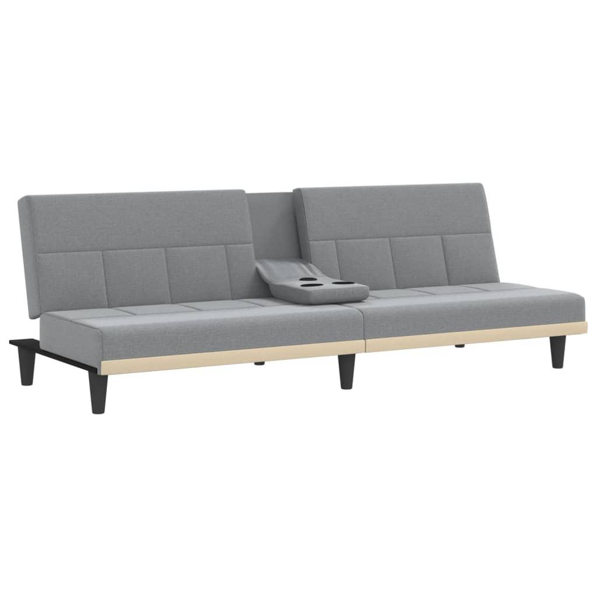 Voir la diapositive 5 : VIDAXL Canape-lit avec porte-gobelets gris clair tissu