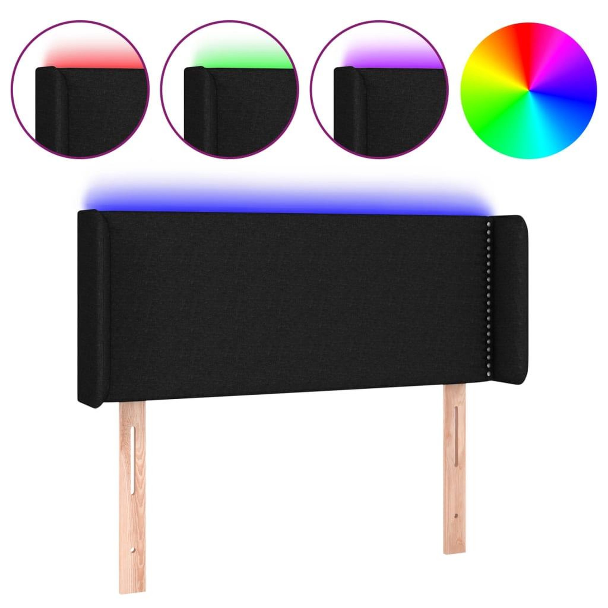 Voir la diapositive 2 : VIDAXL Tete de lit a LED Noir 83x16x78/88 cm Tissu