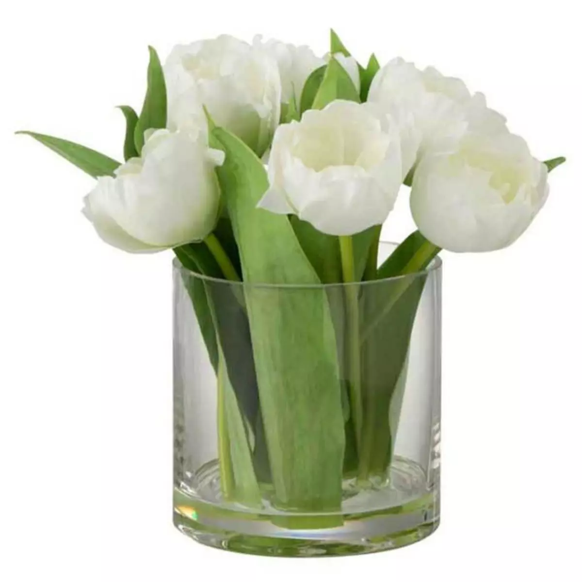 Paris Prix Fleur Artificielle & Vase  Tulipes  22cm Blanc