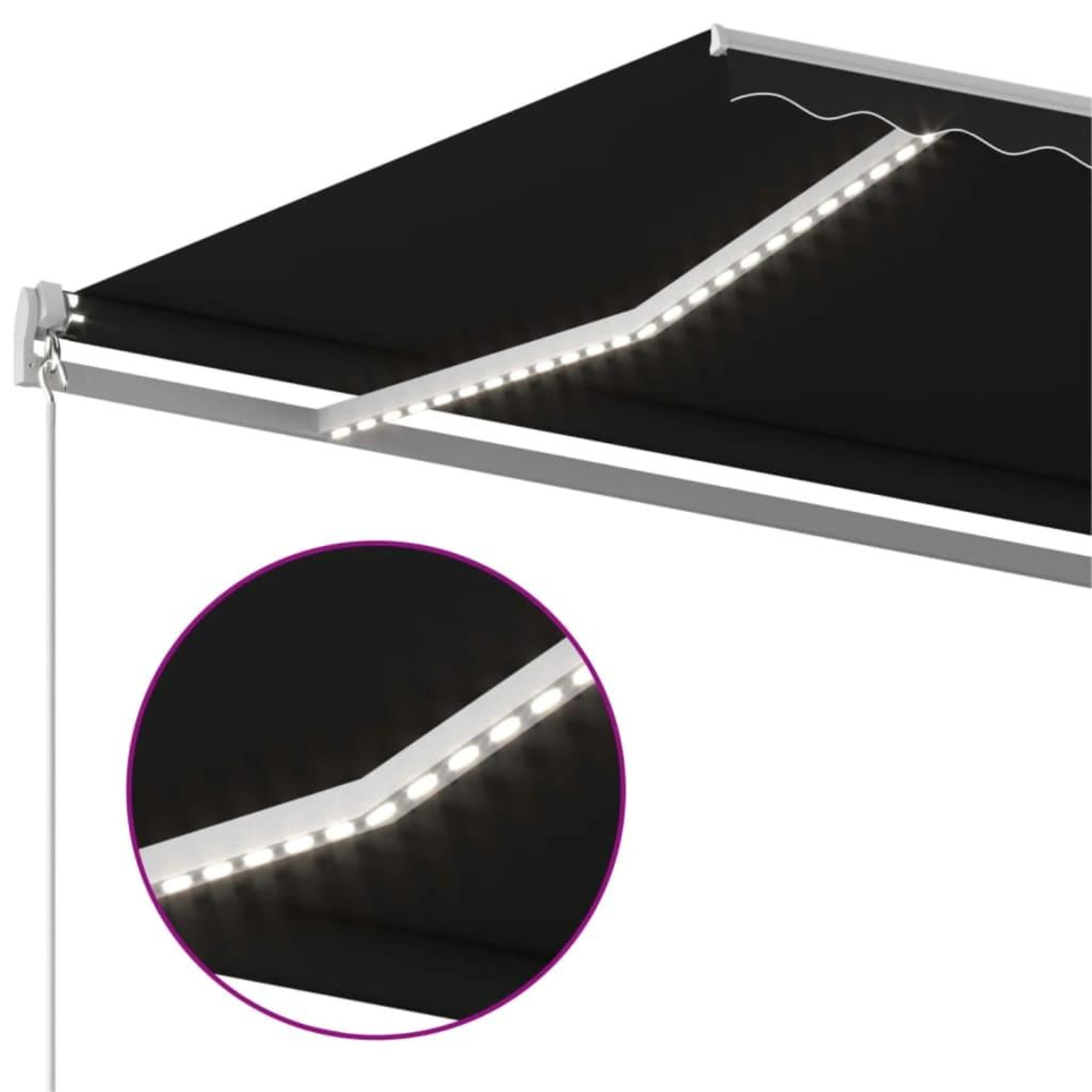 Voir la diapositive 5 : VIDAXL Auvent manuel retractable avec LED 400x300 cm Anthracite