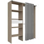 Voir la diapositive 1 : EKIPA Kit dressing ARTIC avec rideau - Décor Chene - 1 colonne + 2 penderies + 1 tiroir - L 143,5 X P 48 X H 181,9 cm - EKIPA