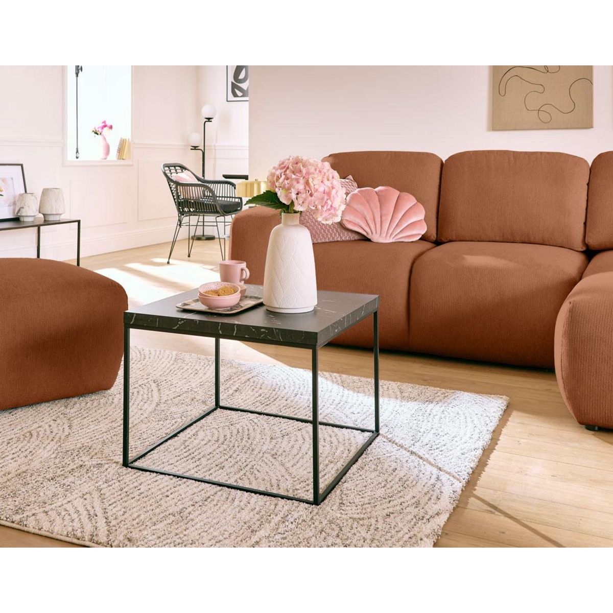 LISA DESIGN Sorrente - canapé d'angle réversible - convertible avec coffre - 4 places - en tissu texturé