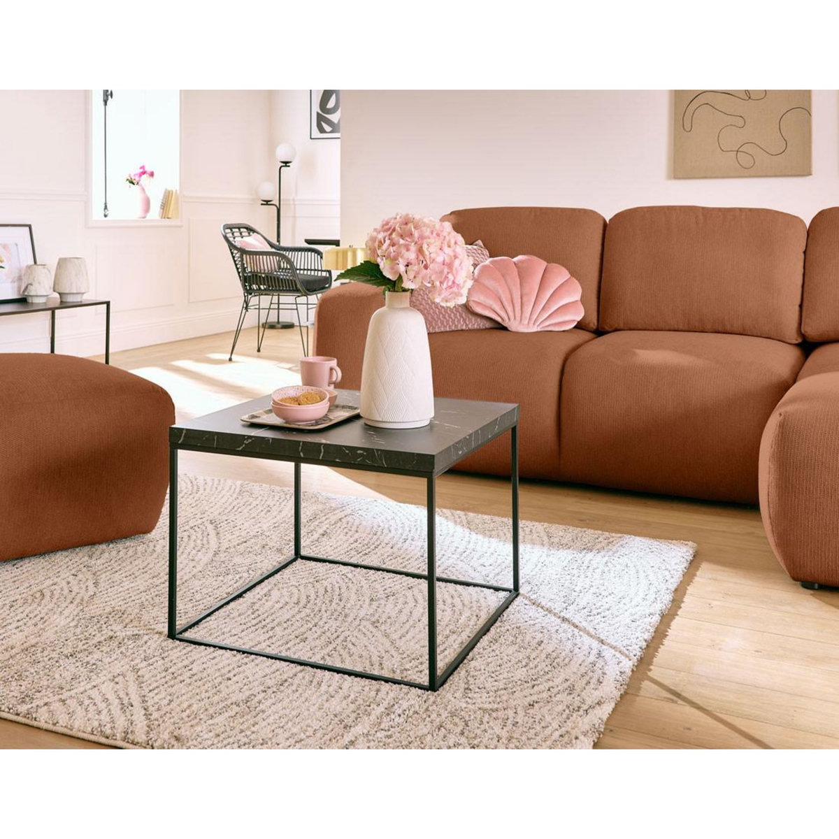 LISA DESIGN Sorrente - canapé d'angle réversible - convertible avec coffre - 4 places - en tissu texturé