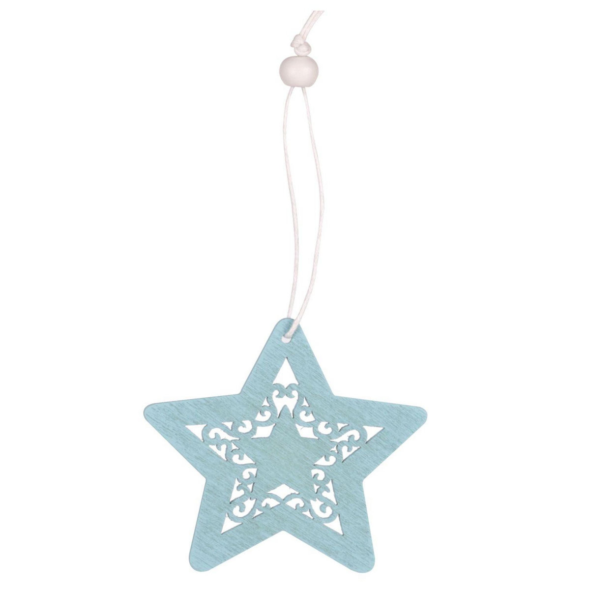 TOILINUX Décoration sapin de Noël en bois Etoile - Bleu