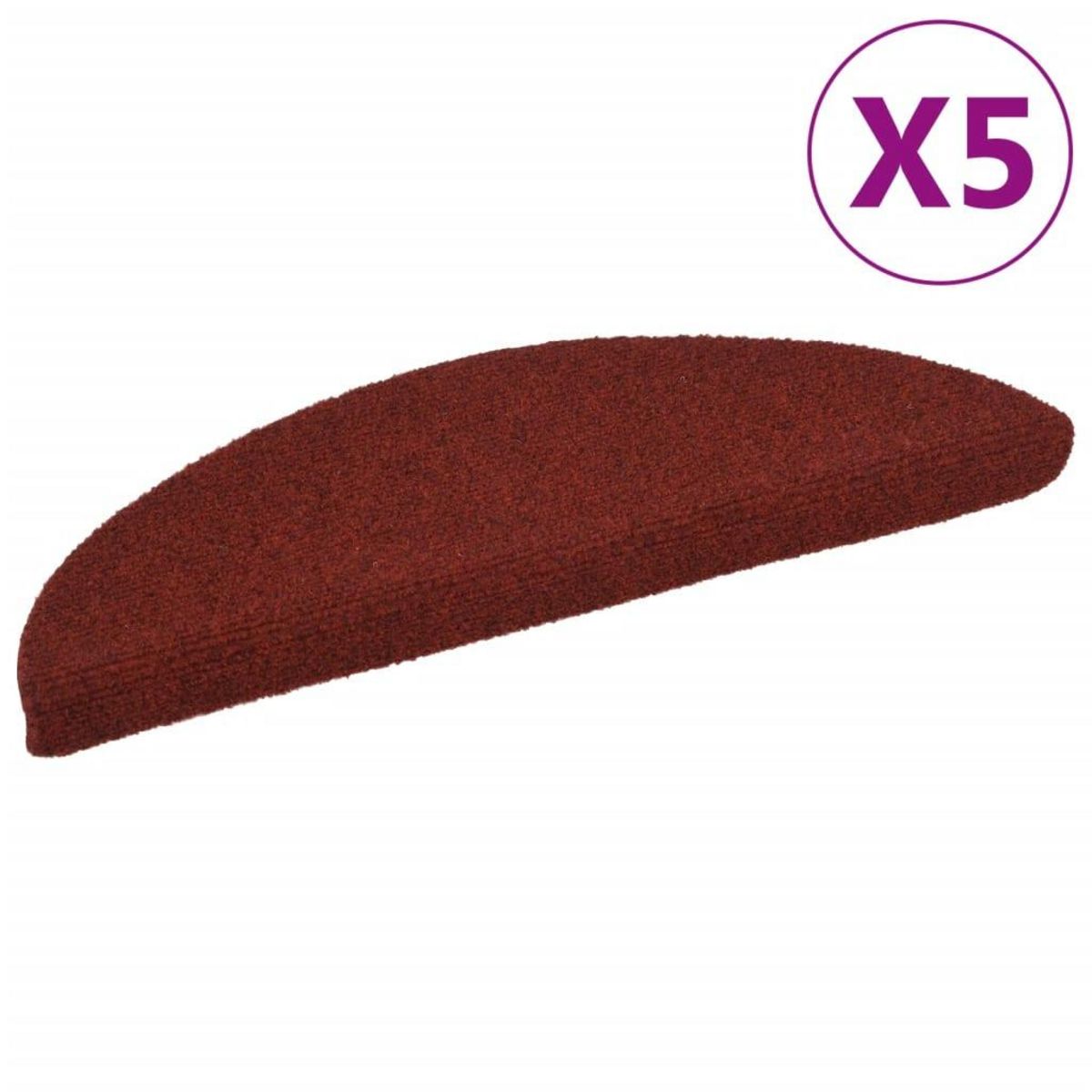 VIDAXL Tapis autoadhesifs de marches 5 pcs Rouge 56x17x3 cm Aiguillete