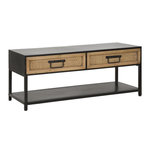 Paris Prix Meuble TV 2 Tiroirs  Hanoï  95cm Naturel & Noir