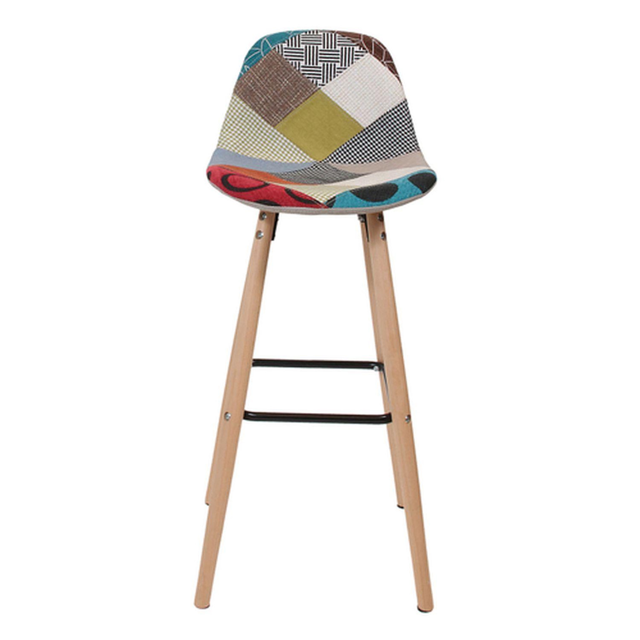 Voir la diapositive 2 : The Home Deco Factory Tabouret de bar scandinave patchwork Riga - H. 92 cm - Beige