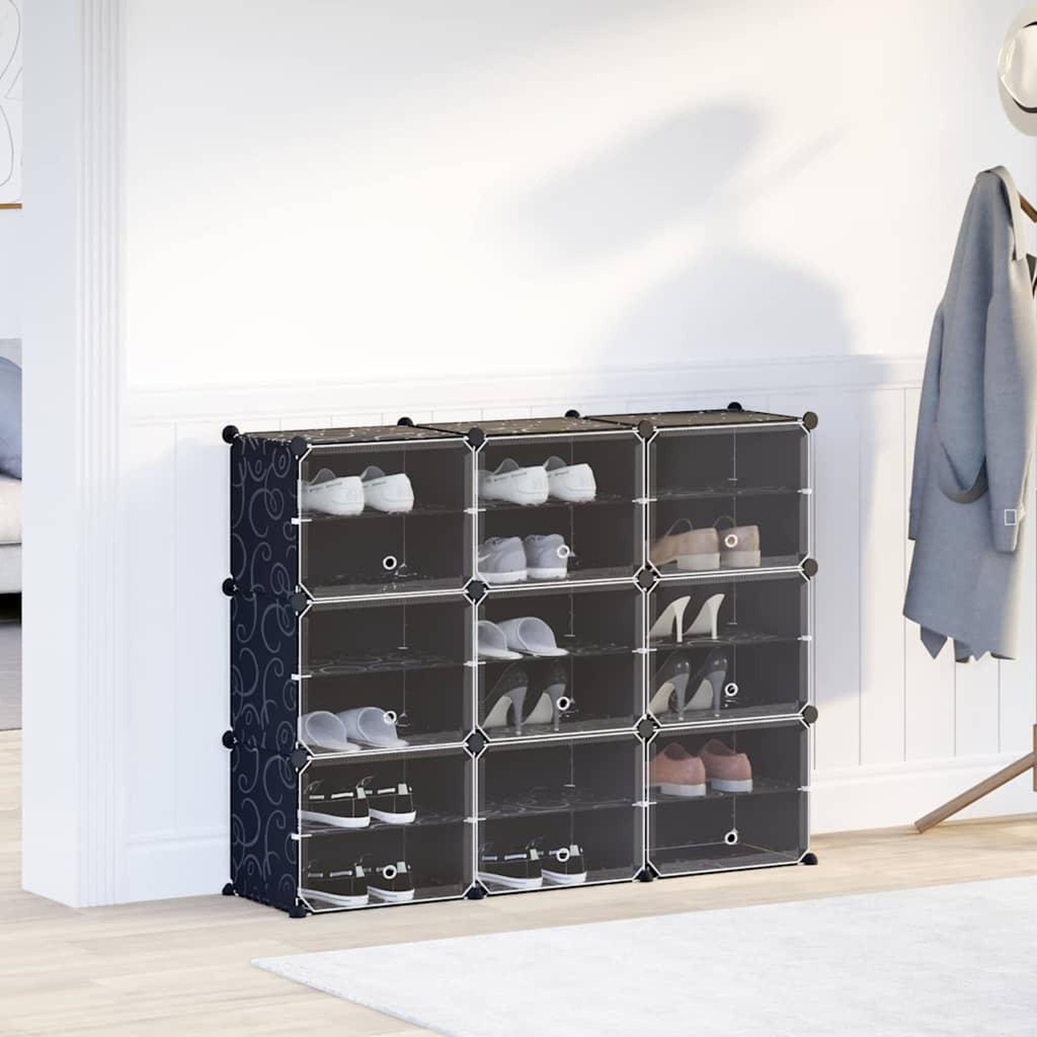 Voir la diapositive 3 : VIDAXL Cubes de rangement 9 pcs avec portes noir PP