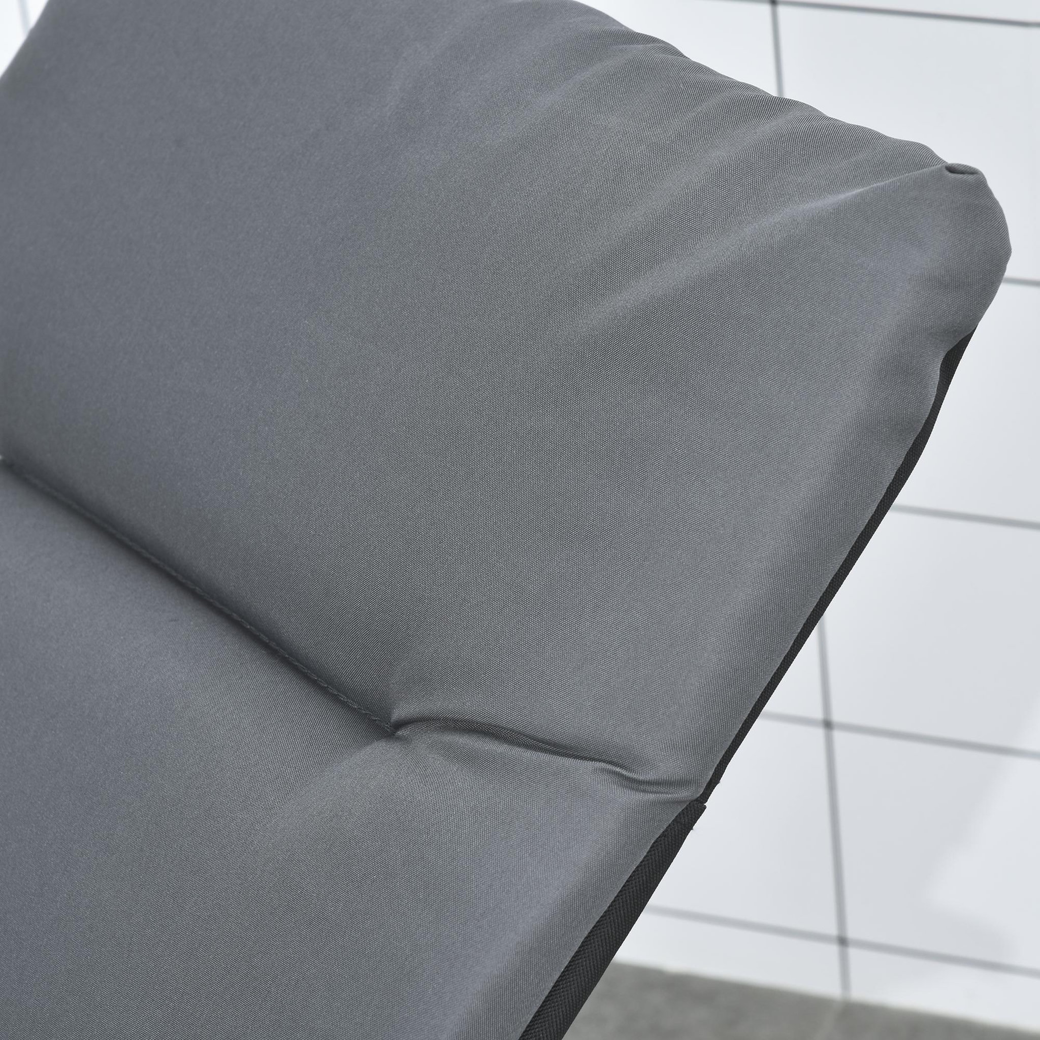 Voir la diapositive 5 : OUTSUNNY Bain de soleil pliable transat inclinable 6 positions grand confort avec matelas + accoudoirs acier polyester gris