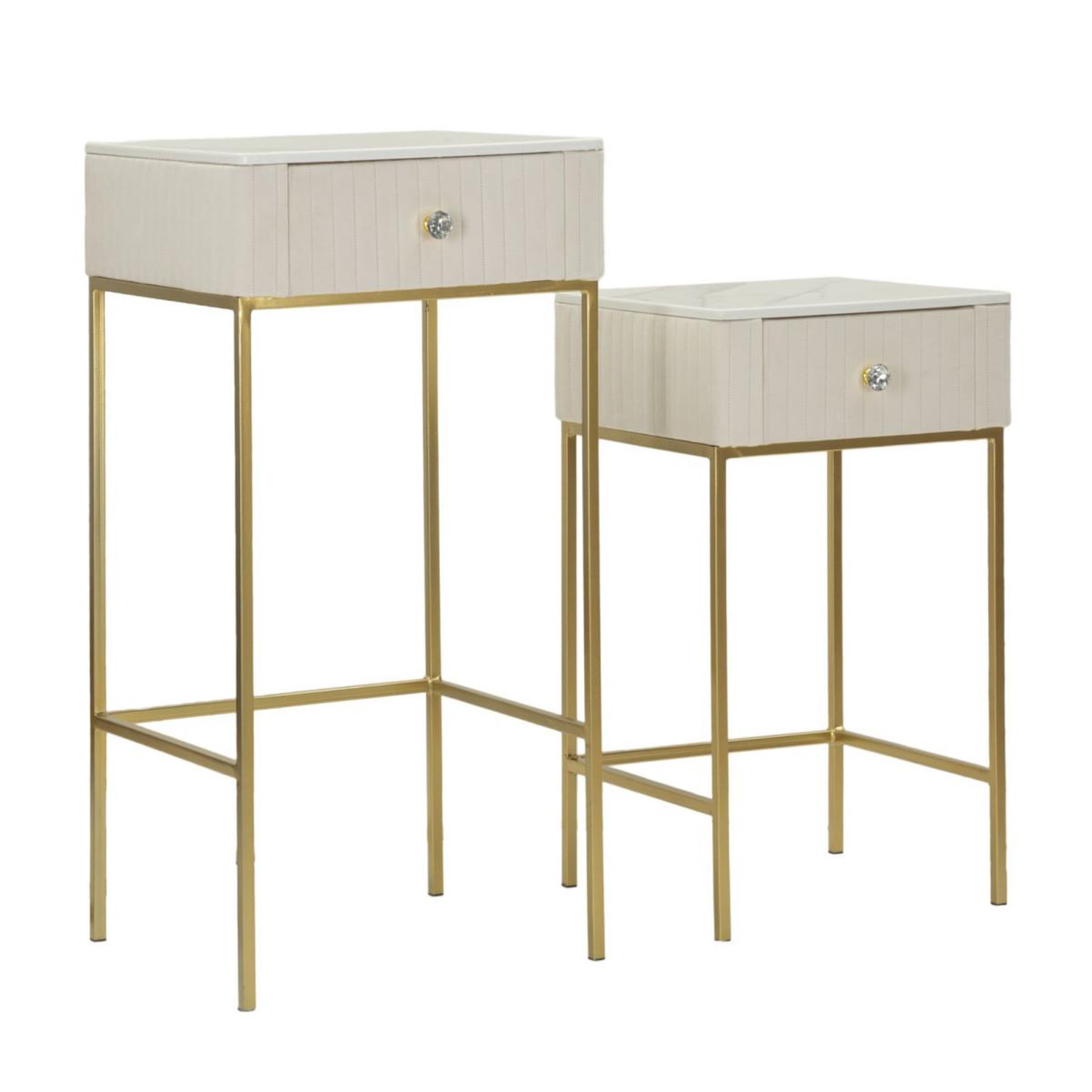 Paris Prix Lot de 2 tables d'appoint avec tiroir  wedding  90cm crème