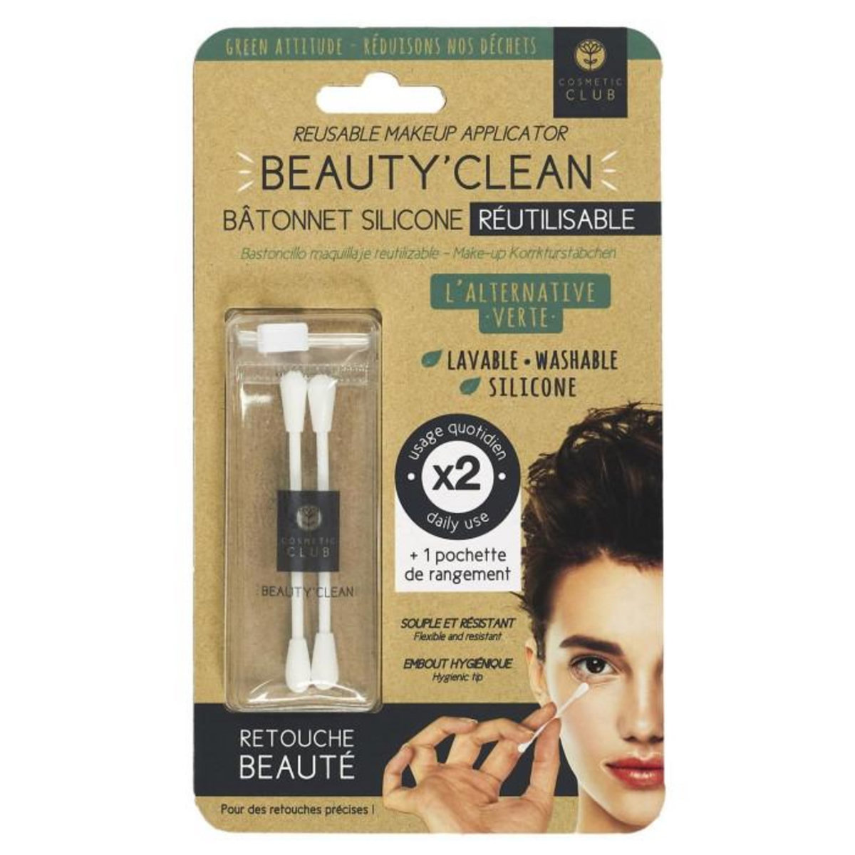 Paris Prix Lot de 2 Bâtonnets Silicone  Maquillage  7cm Blanc