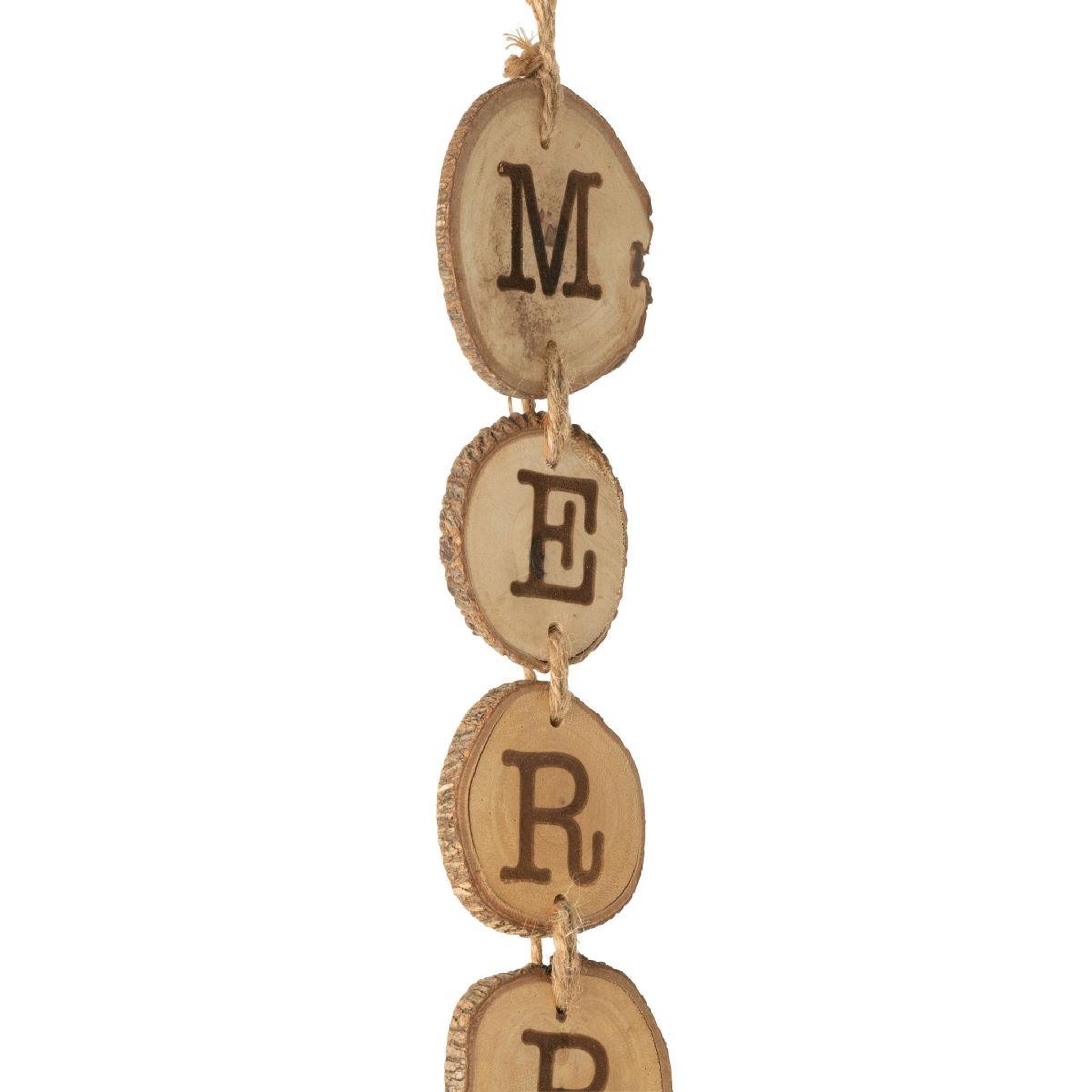 Voir la diapositive 2 : J-LINE Guirlande déco en bois  mery christmas  90cm naturel