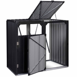 ID MARKET Cache poubelle double en acier gris anthracite