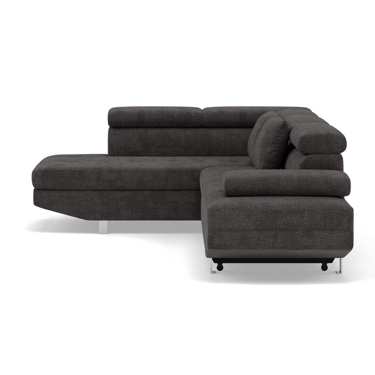 BEST MOBILIER Margaux - canapé d'angle gauche 5 places convertible avec coffre et têtières réglables en velours texturé