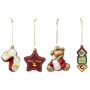 Voir la diapositive 1 : FEERIC LIGHT & CHRISTMAS 4 Sujets de Noël en verre à suspendre - Rouge, Vert et Doré