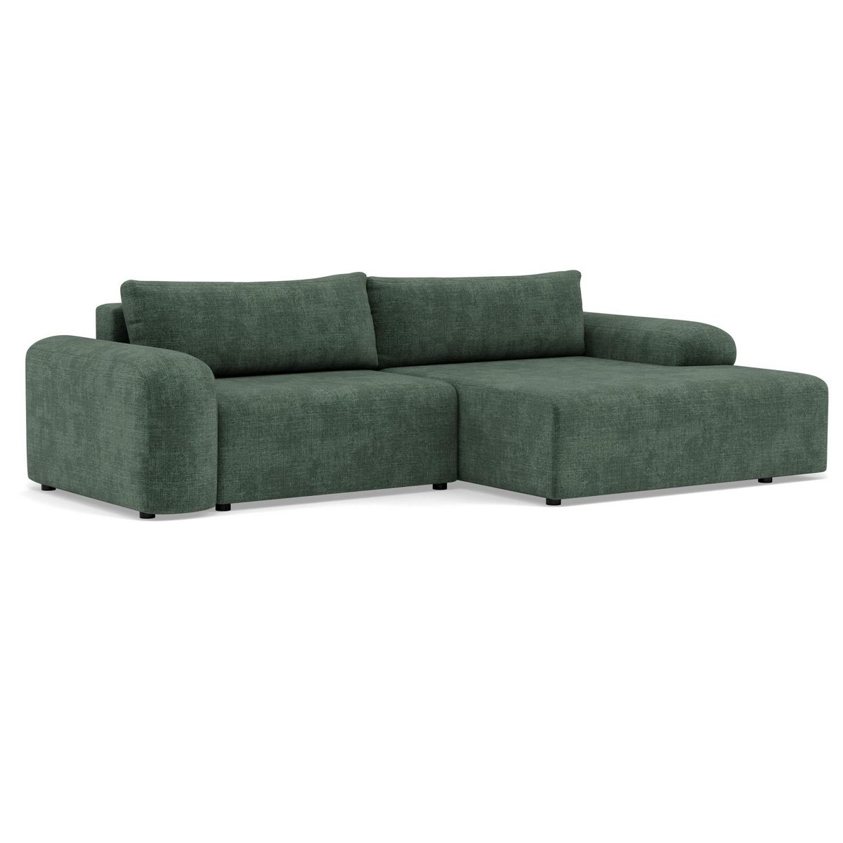 BEST MOBILIER Rebecca - canapé d'angle droit 4 places convertible avec coffre en velours texturé