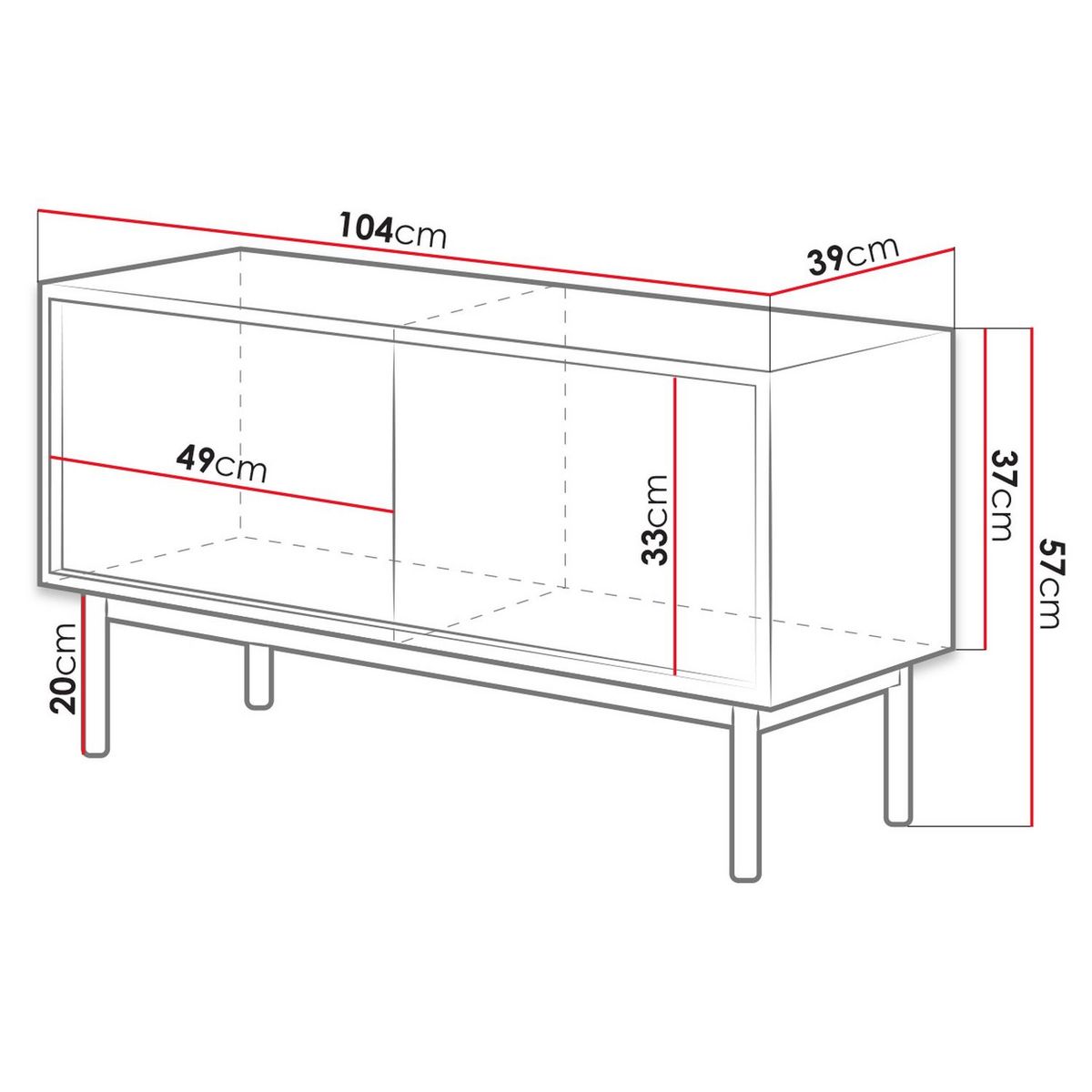 Meuble TV industriel 2 portes L104cm THEO