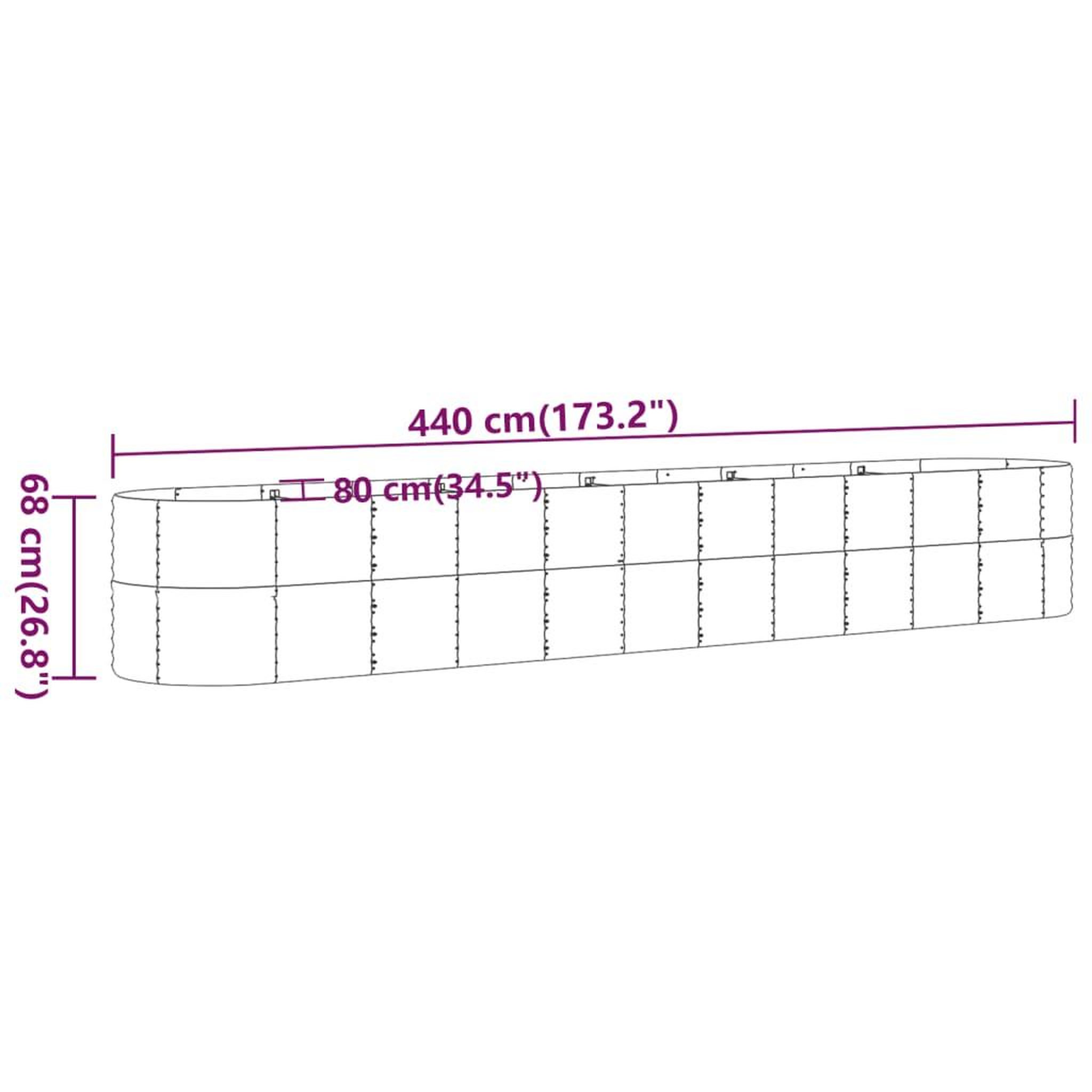 Voir la diapositive 6 : VIDAXL Lit sureleve de jardin Acier enduit de poudre 440x80x68 cm gris