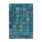 Paris Prix Tapis Patchwork en Cuir Fait Main  Voila  Turquoise. Coloris disponibles : Bleu