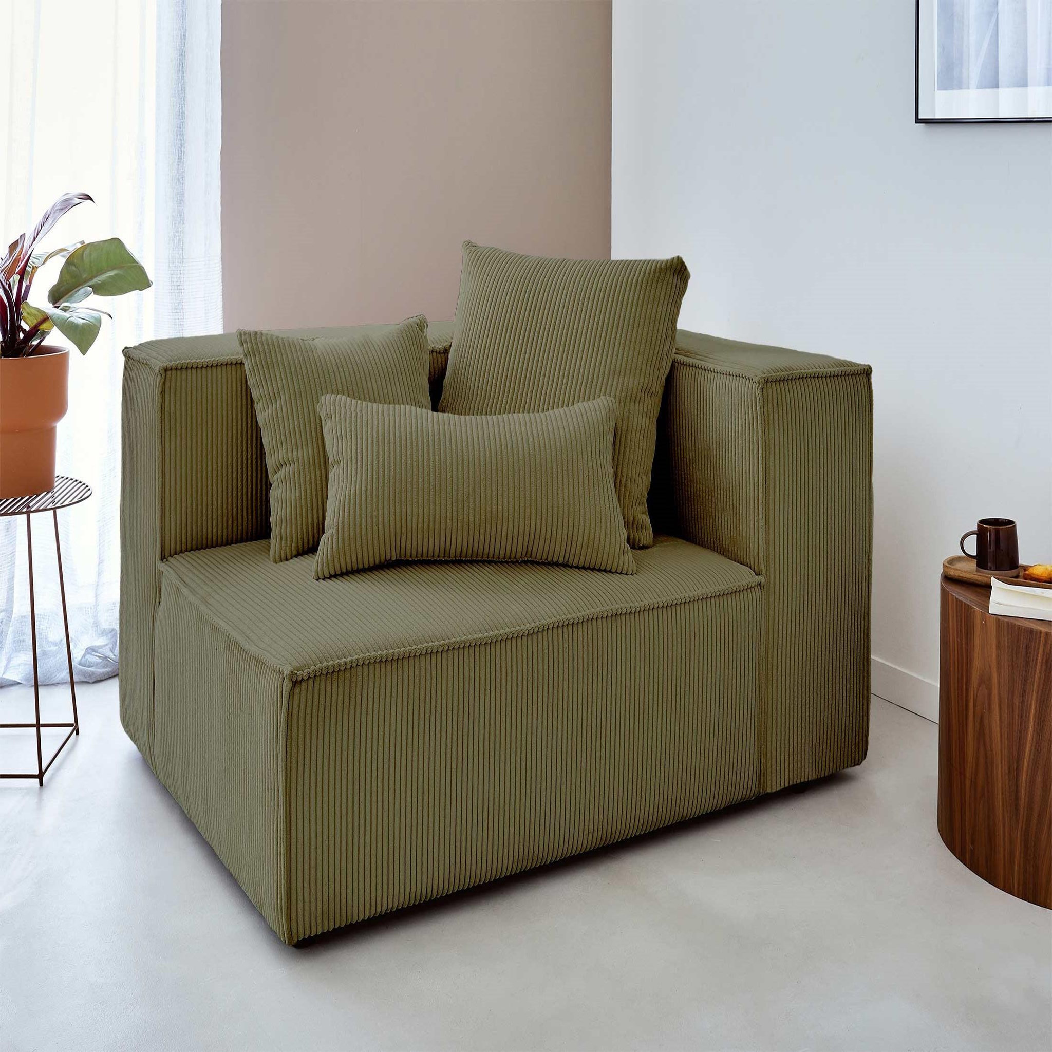 Voir la diapositive 6 : BEST MOBILIER Colombine - canapé modulable d'angle gauche - 6 places - en velours côtelé