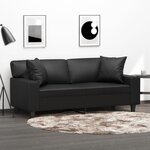 VIDAXL Canapé 2 places avec oreillers décoratifs noir 140cm similicuir