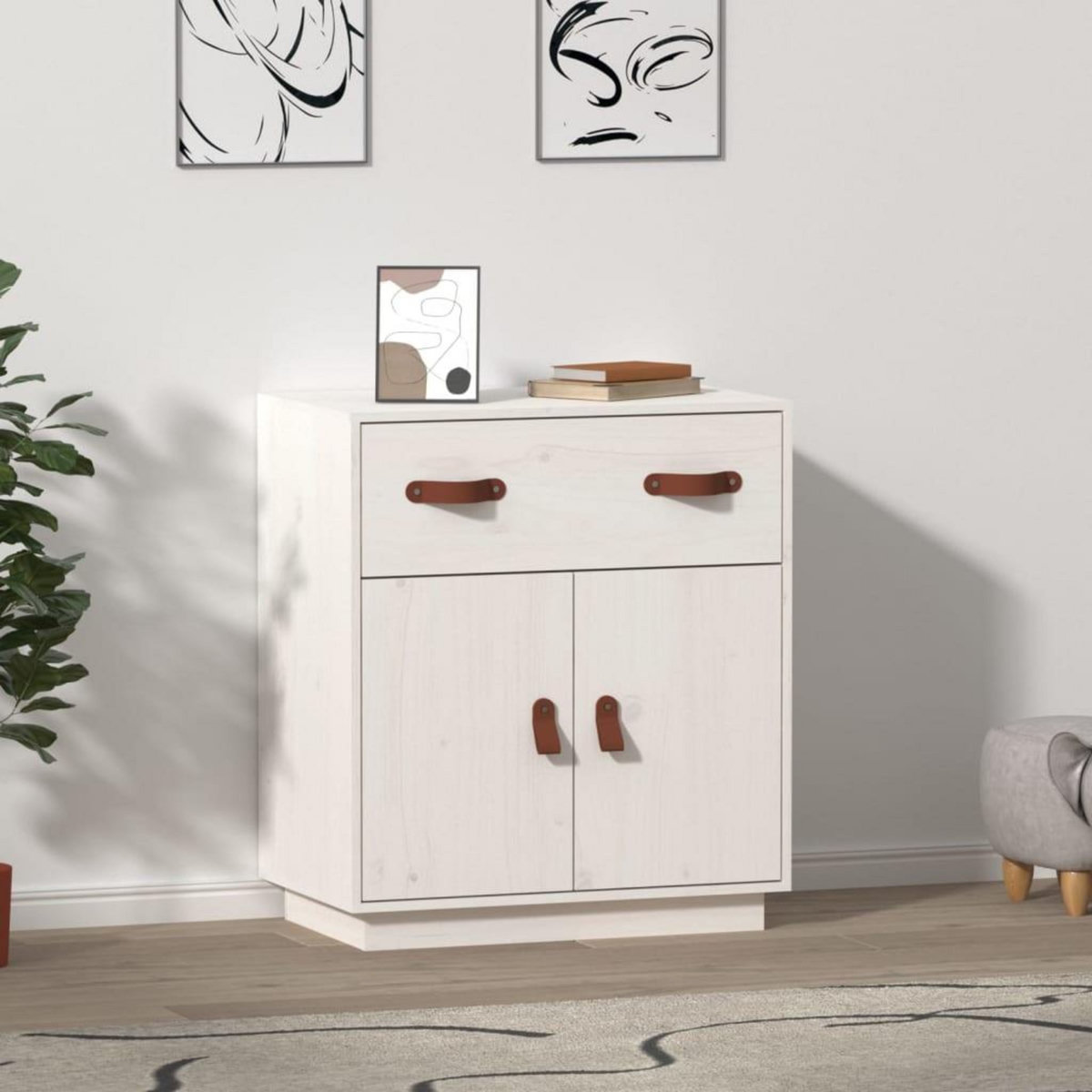 VIDAXL Buffet Blanc 65,5x40x75 cm Bois massif de pin