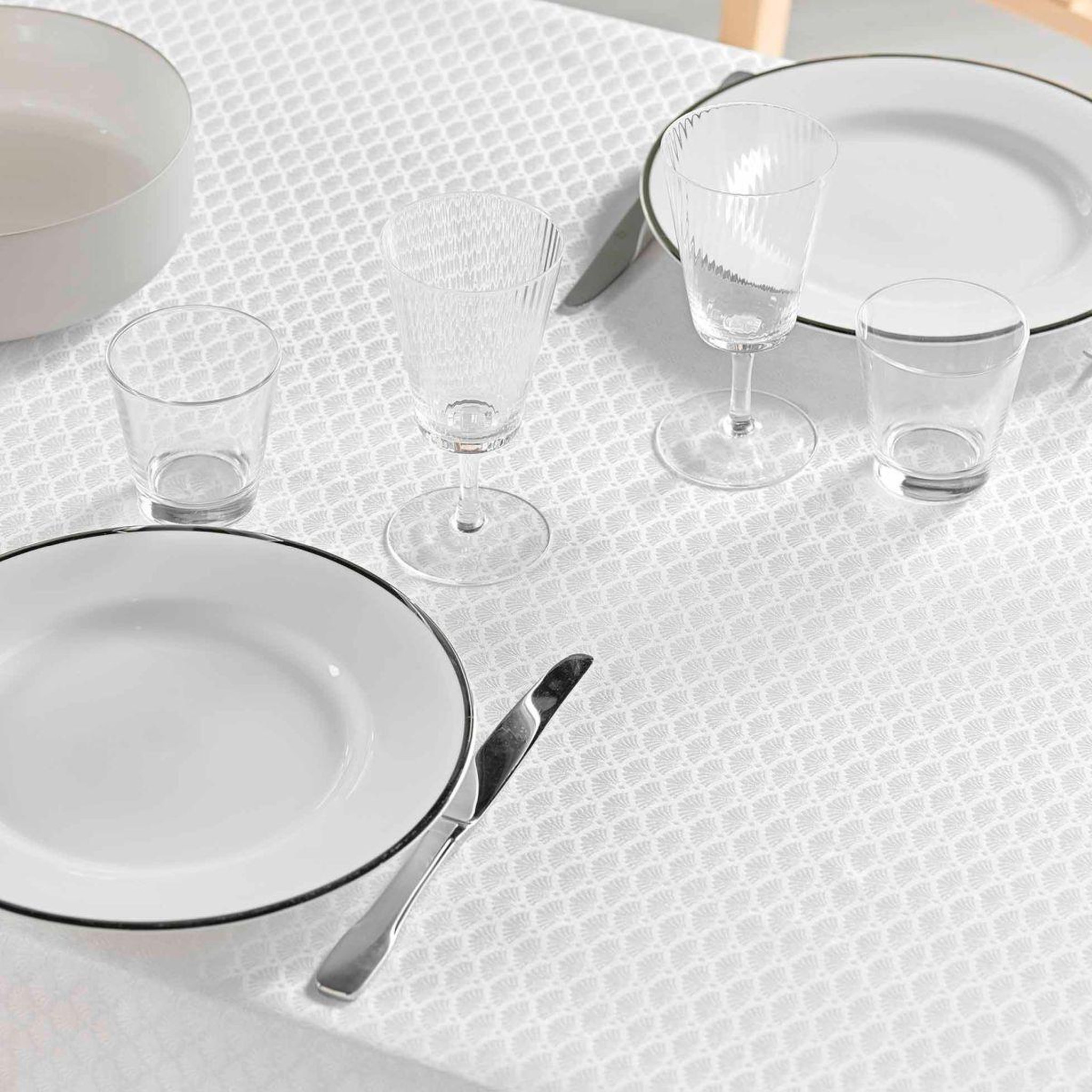 Voir la diapositive 3 : Douceur d'Intérieur Nappe jacquard imprimé  artea  140x240cm blanc