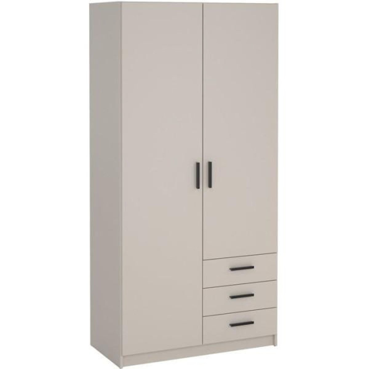 MARKET24 Armoire VEGA - Décor cachemire - 2 portes + 3 tiroirs - L 98,5 x P 49,8 x H200,4 cm