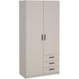 Voir la diapositive 5 : MARKET24 Armoire VEGA - Décor cachemire - 2 portes + 3 tiroirs - L 98,5 x P 49,8 x H200,4 cm