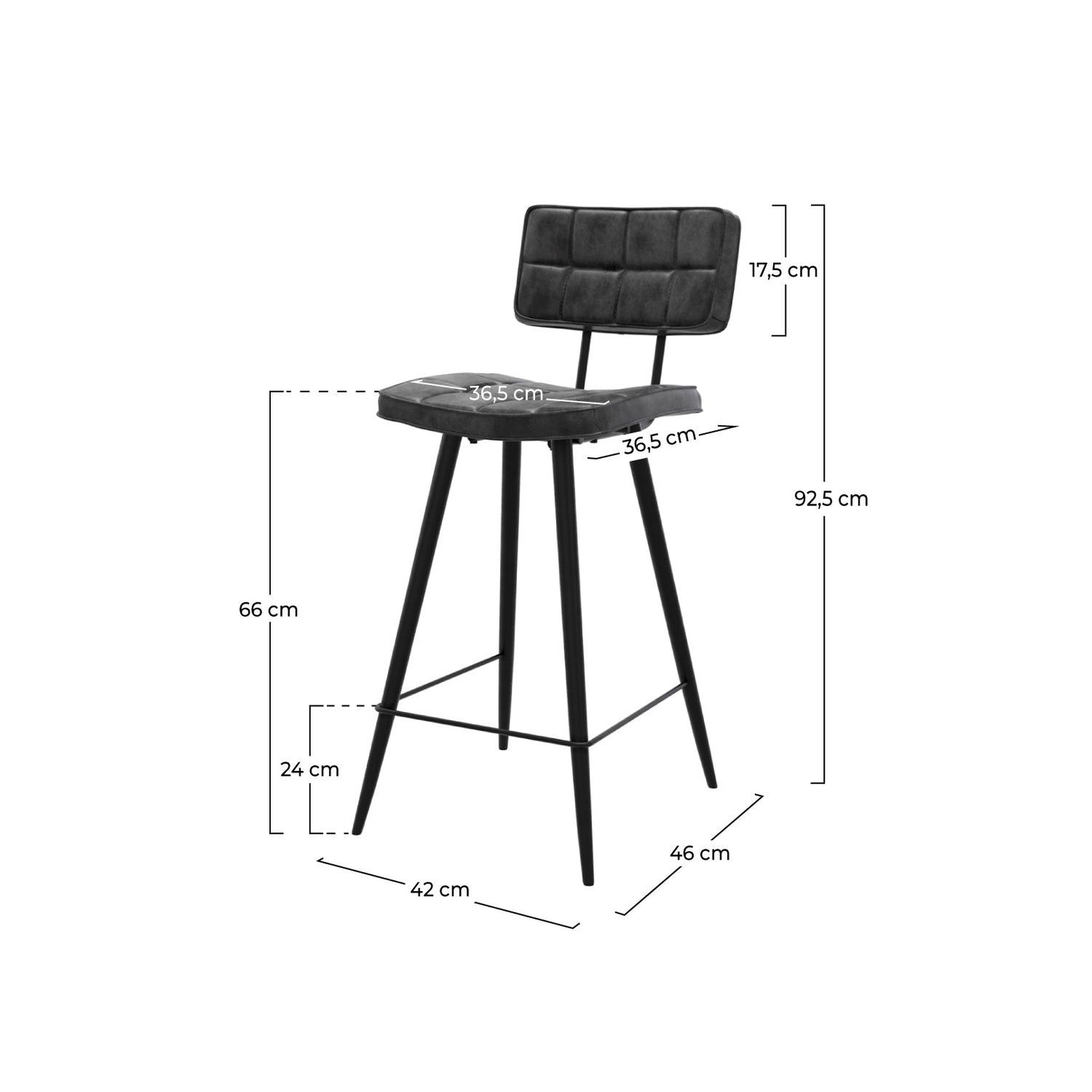 Voir la diapositive 4 : MAISON PAVANE Lot de 2 chaises pour îlot central 66 cm capitonnée gris/noir-texas