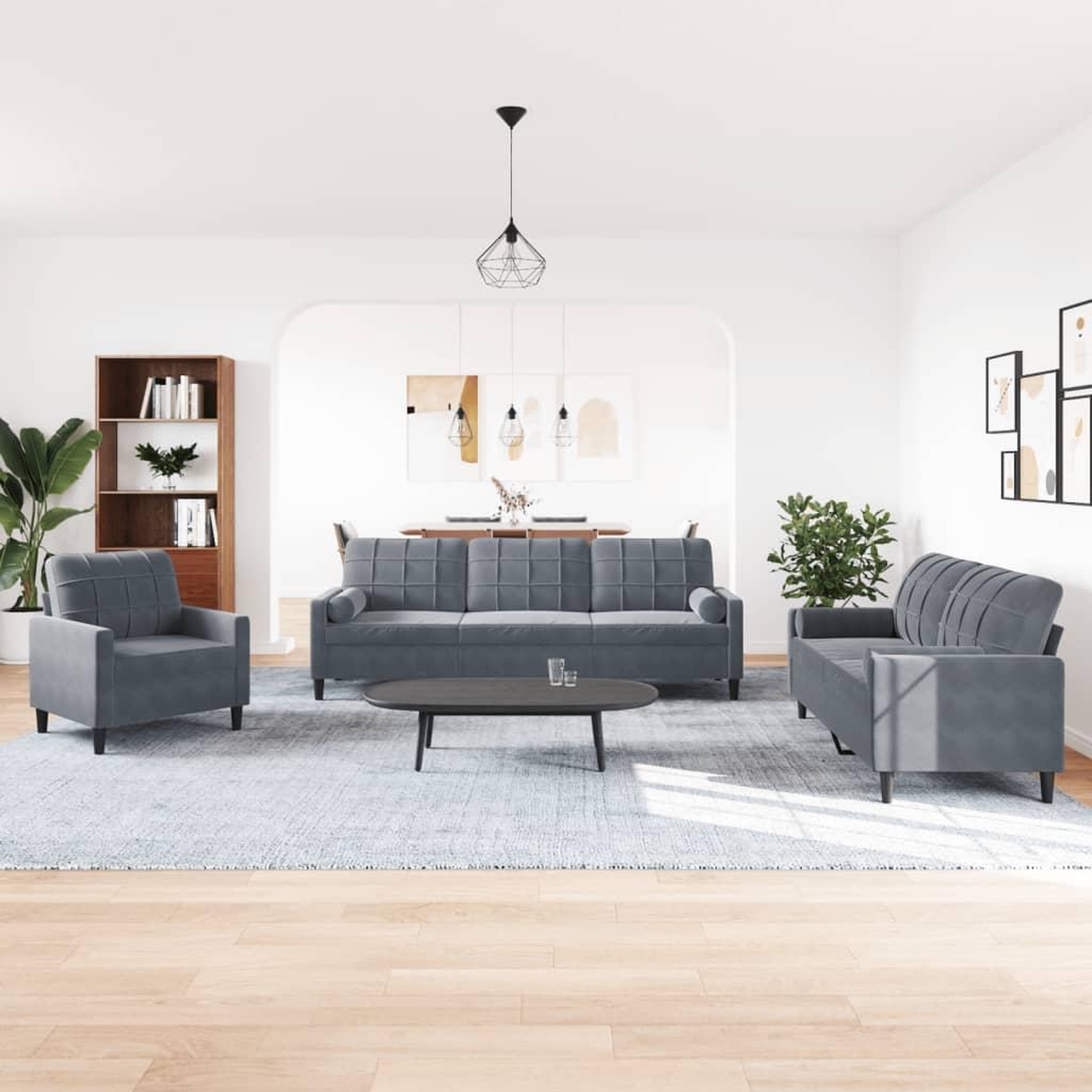 Voir la diapositive 3 : VIDAXL Ensemble de canapes 3 pcs avec coussins et traversins velours