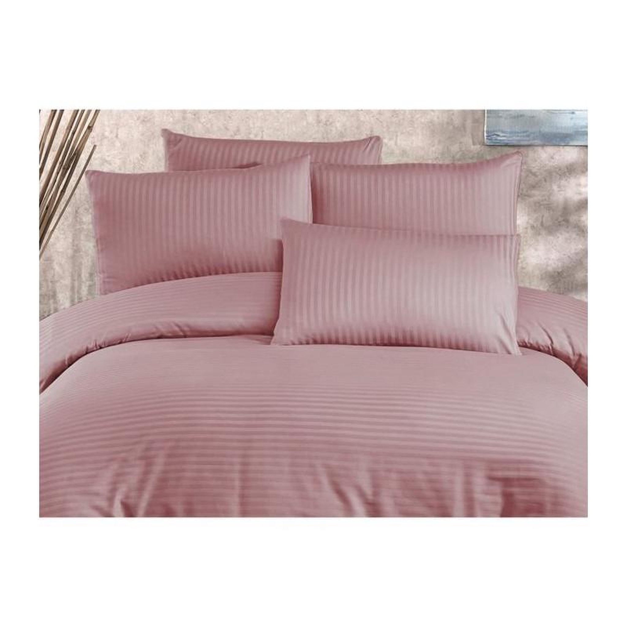 Voir la diapositive 3 : GENERIQUE Parure de lit - 1 housse de couette 220 x 240 cm + 2 taies d'oreiller 60 x 60 cm - 70% polyester, 30% coton - Poudre